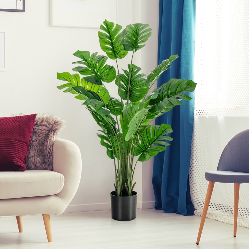 Topbuy 5ft Artificial Tree, Fake Monstera Deliciosa Plant in Pot with 15 Split Leaves Faux Plant for Indoor Outdoor House Home Office Living Room 1