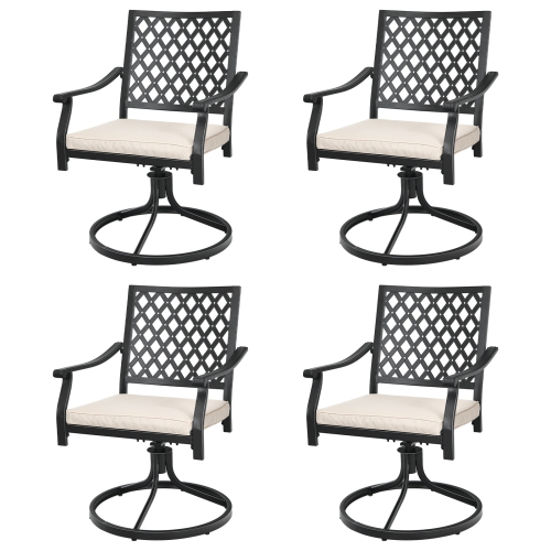 TOPBUY  Patiojoy 2/4 PCs Patio Swivel Dining Chairs Kitchen Garden Metal Armchairs W/cushions