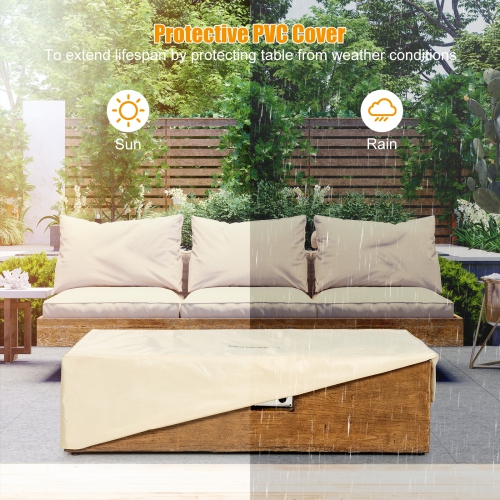 Patiojoy 2-Piece 48" Propane Fire Pit Table Rectangular 50,000 BTU w/20 Gallon Tank Side Table for Courtyard Balcony Garden