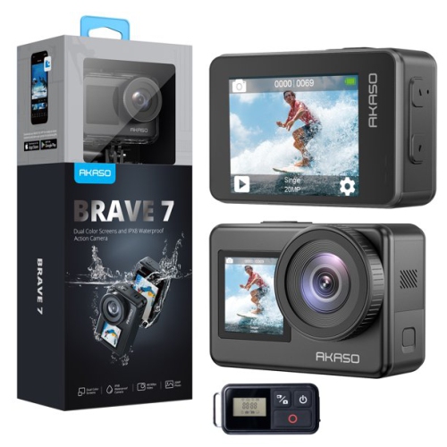 Open Box - AKASO Brave7 4K30fps 20MP Wifi Action Camera, IPX8 33ft