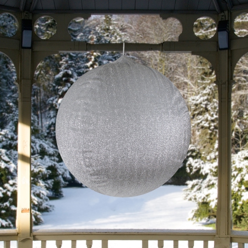 Boule de Noël gonflable commerciale scintillante pour l'extérieur - 27,5 po - Argenté