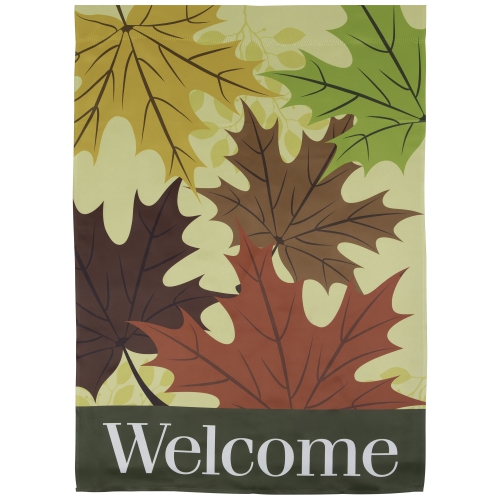 Red and Yellow Fall Leaves Welcome Outdoor House Flag 28" x 40"