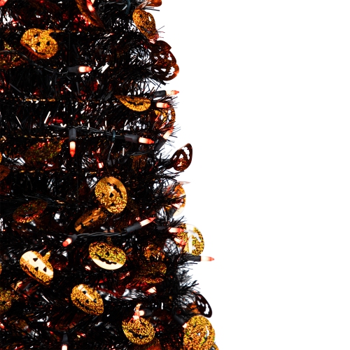 Pre-Lit Pop Up Artificial Jack O' Lantern Halloween Tree - 4' - Orange Lights