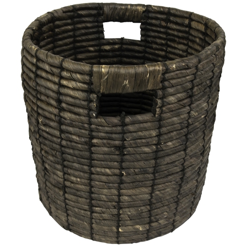 Natural Woven Table and Floor Cylindrical Seagrass Baskets - Dark Brown - Set of 3