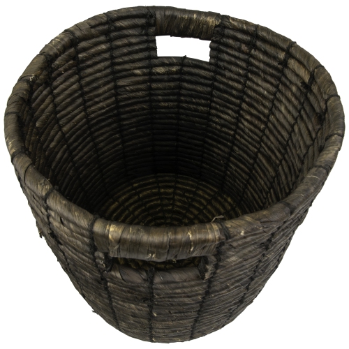 Natural Woven Table and Floor Cylindrical Seagrass Baskets - Dark Brown - Set of 3