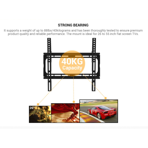 26" - 55" Angle free Tilt TV Wall Mount Bracket with Safety Lock for LED LCD Curved / Flat Panel TVs, fits 12" 16" Wall Wood Studs