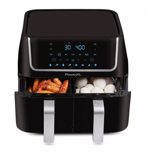 PowerXL Vortex 10-QT Dual Basket Air Fryer, 7-in-1 2-Basket Electric Fryer or 1 Extra-Large Capacity Basket, SmartSync Technology, for Entire XL