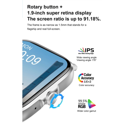 ISPEKTRUM iS102 Smart Watch 1.9-inch Full HD Screen, Bluetooth Calls & Text, Waterproof, Sports Mode, Fitness Tracker Heart Rate & BP Monitor, works