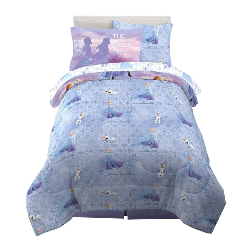 Frozen The North Calls Twin Sheet Set - 5 Pcs Bed Sheet with Reversible Comforter - Kids Bedding Sheet Set Flat Fitted Pillowcase with Printed