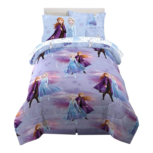 Frozen The North Calls Twin Sheet Set - 5 Pcs Bed Sheet with Reversible Comforter - Kids Bedding Sheet Set Flat Fitted Pillowcase with Printed