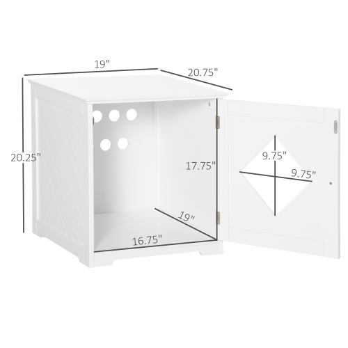 PawHut Cat Litter Box Enclosure End Table, Indoor Cat Washroom with Magnetic Door, Hidden Litter Box Nightstand with Large Tabletop, Easy Assembly,