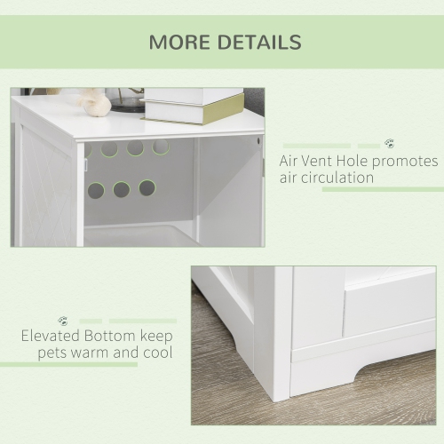 PawHut Cat Litter Box Enclosure End Table, Indoor Cat Washroom with Magnetic Door, Hidden Litter Box Nightstand with Large Tabletop, Easy Assembly,