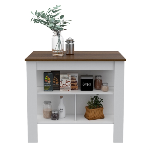 Atlin Designs Modern Engineered Wood Walnut Top Cala kitchen Island