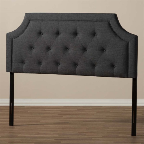 Bowery Hill Contemporary Fabric Tufted King Headboard in Dark Gray