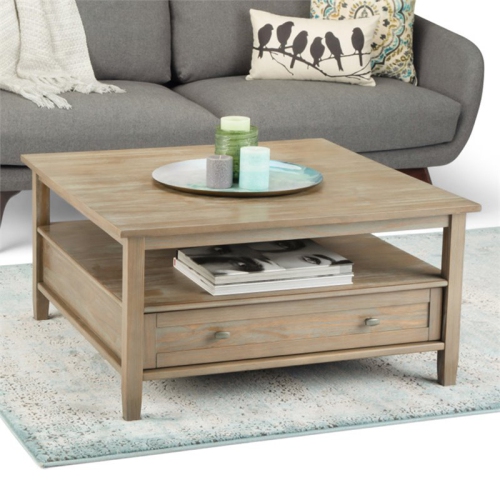 Pemberly Row Transitional Wood 36" Square Coffee Table in Gray