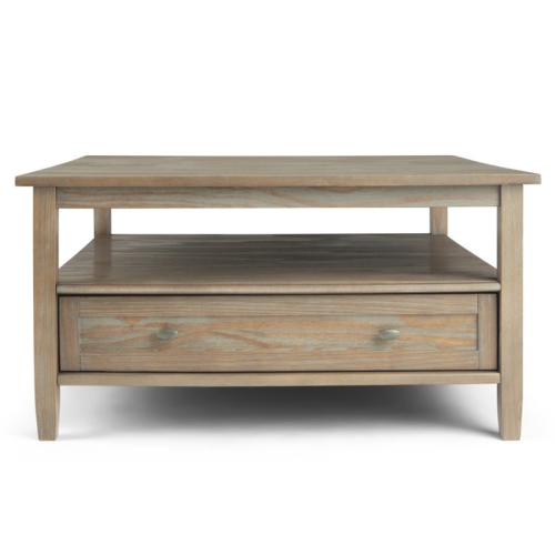 Pemberly Row Transitional Wood 36" Square Coffee Table in Gray