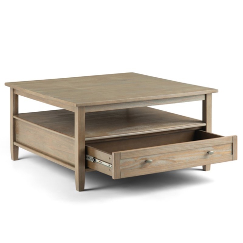 Pemberly Row Transitional Wood 36" Square Coffee Table in Gray