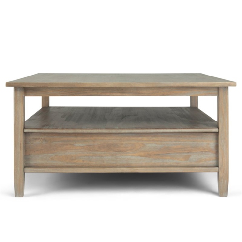 Pemberly Row Transitional Wood 36" Square Coffee Table in Gray