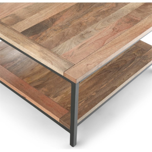 Pemberly Row Industrial Mango Wood 34" Square Coffee Table in Natural
