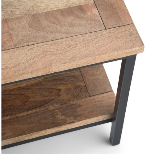 Pemberly Row Industrial Mango Wood 34" Square Coffee Table in Natural