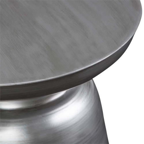 Pemberly Row Modern Industrial 16 " Metal Accent Side Table in Silver