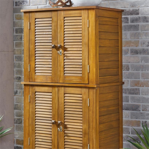 Homestyles Maho Wood Outdoor Storage Cabinet in Brown