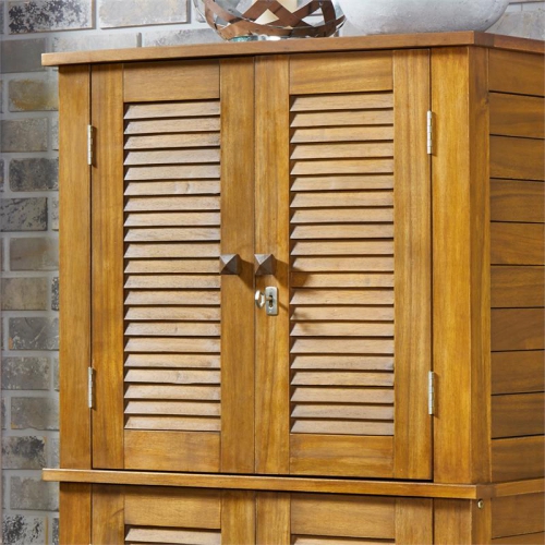 Homestyles Maho Wood Outdoor Storage Cabinet in Brown