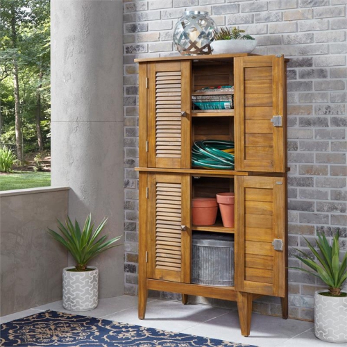 Homestyles Maho Wood Outdoor Storage Cabinet in Brown