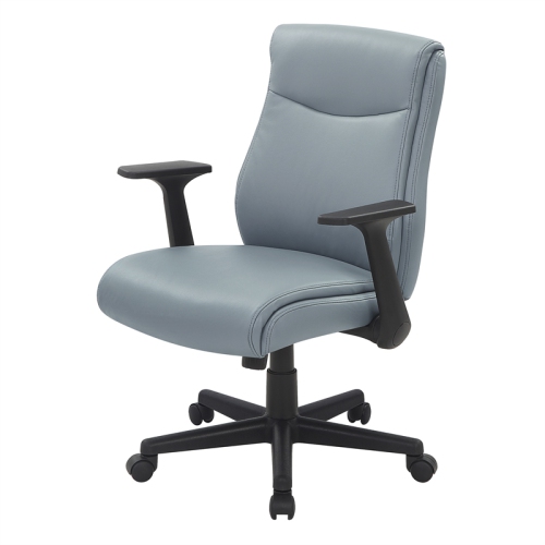 Mid-Back Managers Office Chair with Flip Up Arms in Charcoal Gray Faux Leather