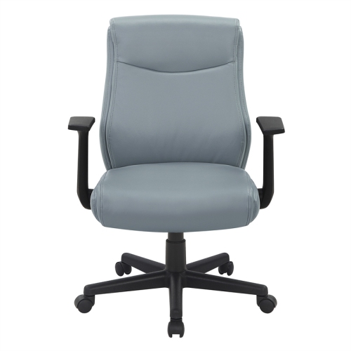 Mid-Back Managers Office Chair with Flip Up Arms in Charcoal Gray Faux Leather