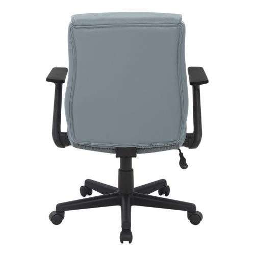 Mid-Back Managers Office Chair with Flip Up Arms in Charcoal Gray Faux Leather