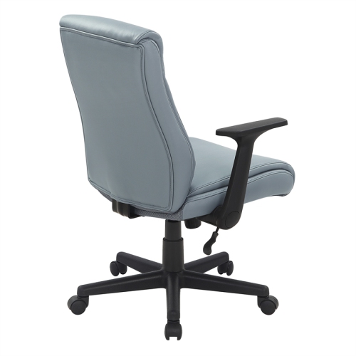 Mid-Back Managers Office Chair with Flip Up Arms in Charcoal Gray Faux Leather