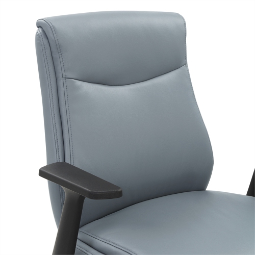Mid-Back Managers Office Chair with Flip Up Arms in Charcoal Gray Faux Leather
