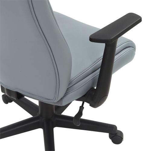 Mid-Back Managers Office Chair with Flip Up Arms in Charcoal Gray Faux Leather