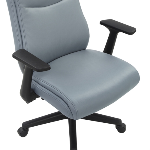 Mid-Back Managers Office Chair with Flip Up Arms in Charcoal Gray Faux Leather