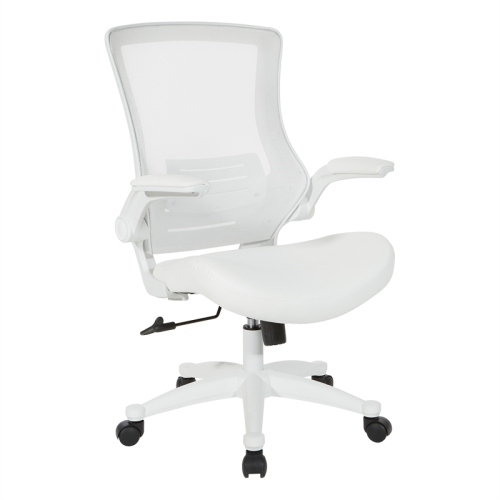 Image 1 de 7.. Fauteuil de direction blanc à dossier en mailles en similicuir blanc