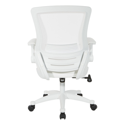 Fauteuil de direction blanc à dossier en mailles en similicuir blanc