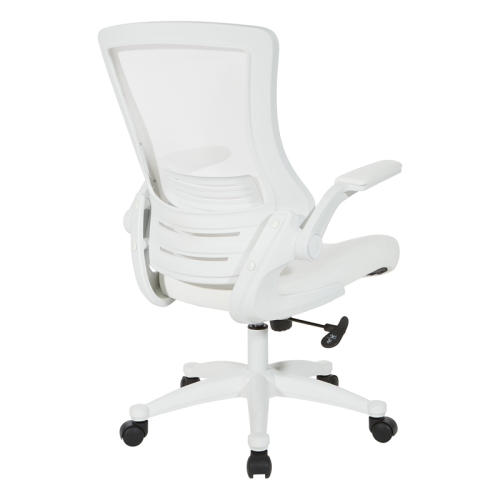 Fauteuil de direction blanc à dossier en mailles en similicuir blanc