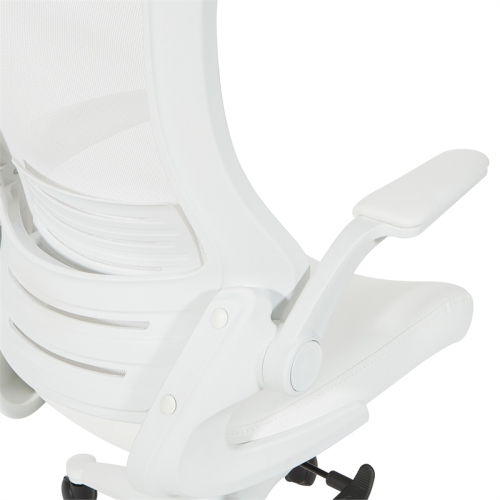Fauteuil de direction blanc à dossier en mailles en similicuir blanc
