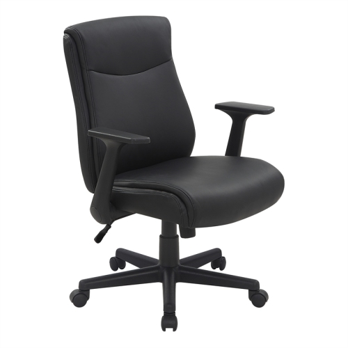 OFFICE STAR  Mid-Back Managers Office Chair With Flip Up Arms In Faux Leather In Black