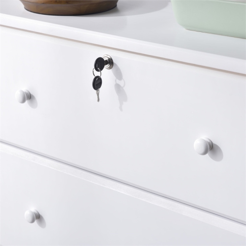 Pemberly Row Modern Solid Pine Wood 4 Drawer Chest Dresser in White