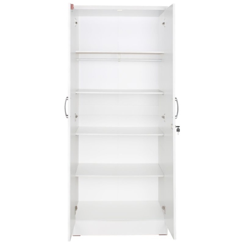 Pemberly Row Modern Wood Two Door Armoire Wardrobe Cabinet in White
