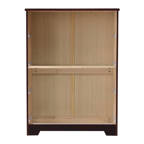 Pemberly Row Modern Solid Pine Wood 4 Drawer Chest Dresser in Mahogany