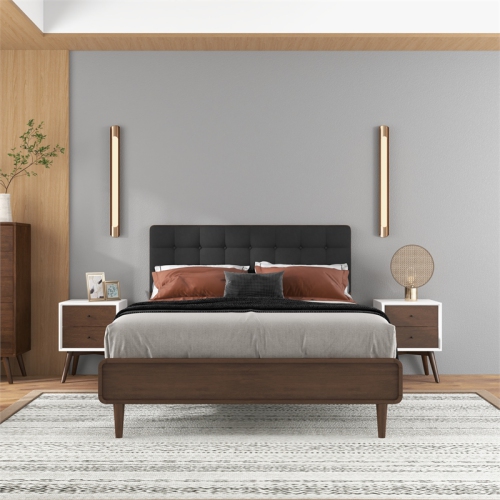 Pemberly Row Mid-Century Modern Two Drawer Nightstand in White