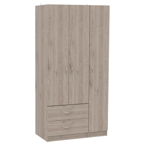 Atlin Designs Modern Three Door Wood Bedroom Armoire in Walnut Oak