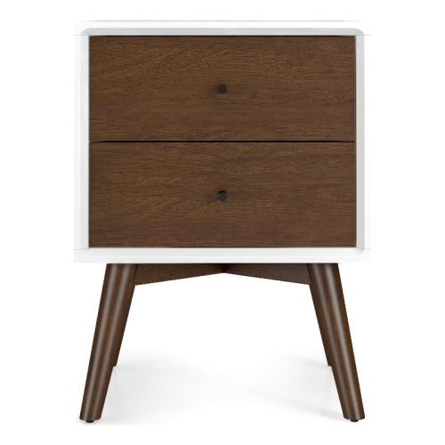 Pemberly Row Mid-Century Solid Wood 2-drawer Nightstand in White