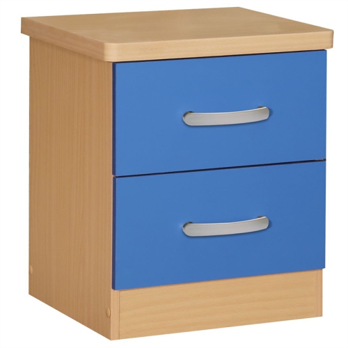 Pemberly Row Contemporary Faux Wood 2 Drawer Nightstand in Blue