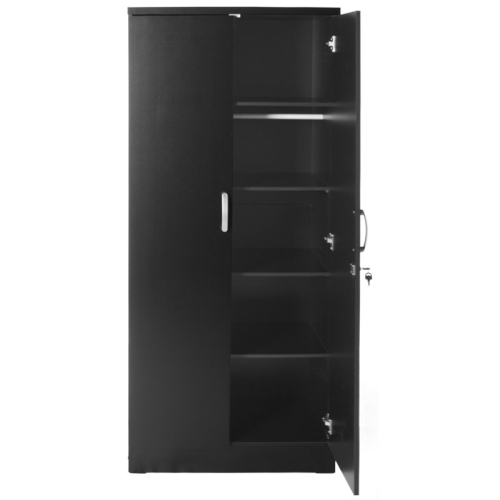 Pemberly Row Modern Wood Two Door Armoire Wardrobe Cabinet in Black