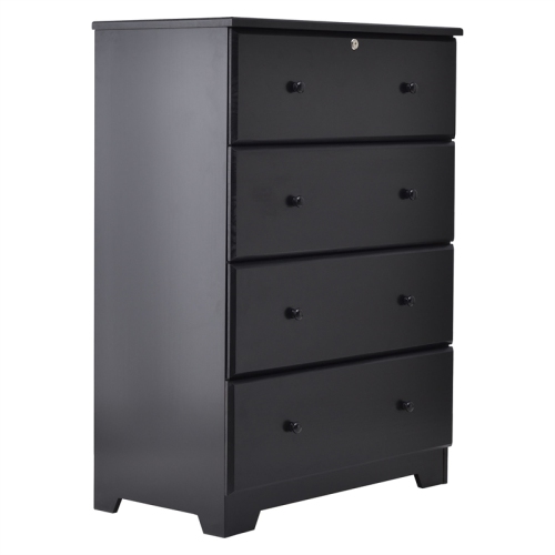 PEMBERLY ROW  Modern Solid Pine Wood 4 Drawer Chest Dresser In In Black