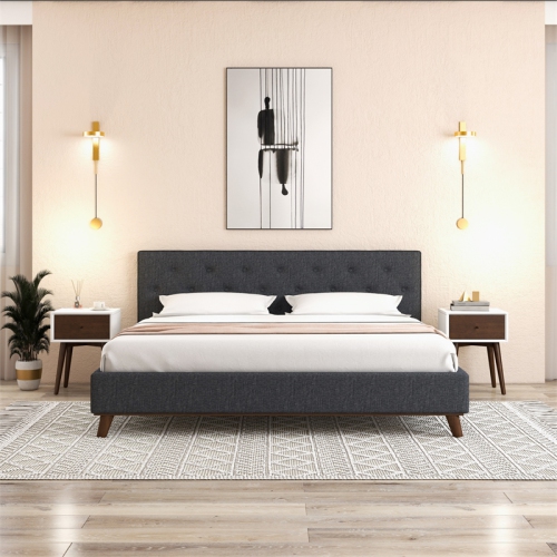 Pemberly Row Mid-Century Solid Wood 1-Drawer Night Stand in White